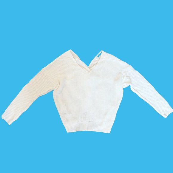 Boohoo Sweaters - White Knot-Tied Back Sweater